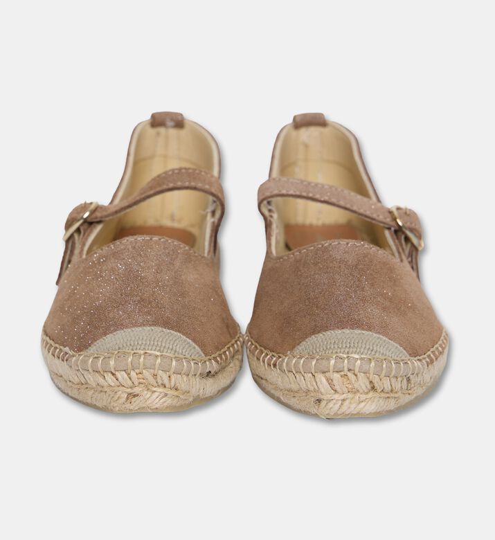 Salvi Shimmer Suede Espadrille Mary Jane Buckle Flats, Dark-brown, Eu-41, Packshot View