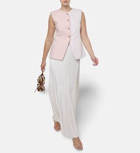 Blue For Burgundy Crystal Buttons Two-tone Straight-cut Vest, Model View