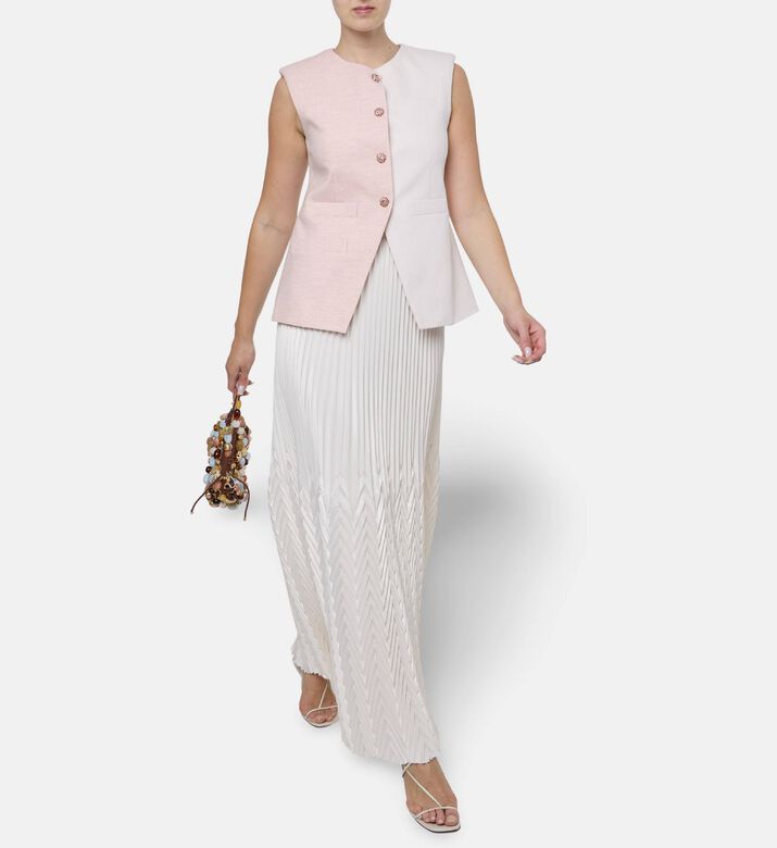 Blue For Burgundy Crystal Buttons Two-tone Straight-cut Vest, Model View