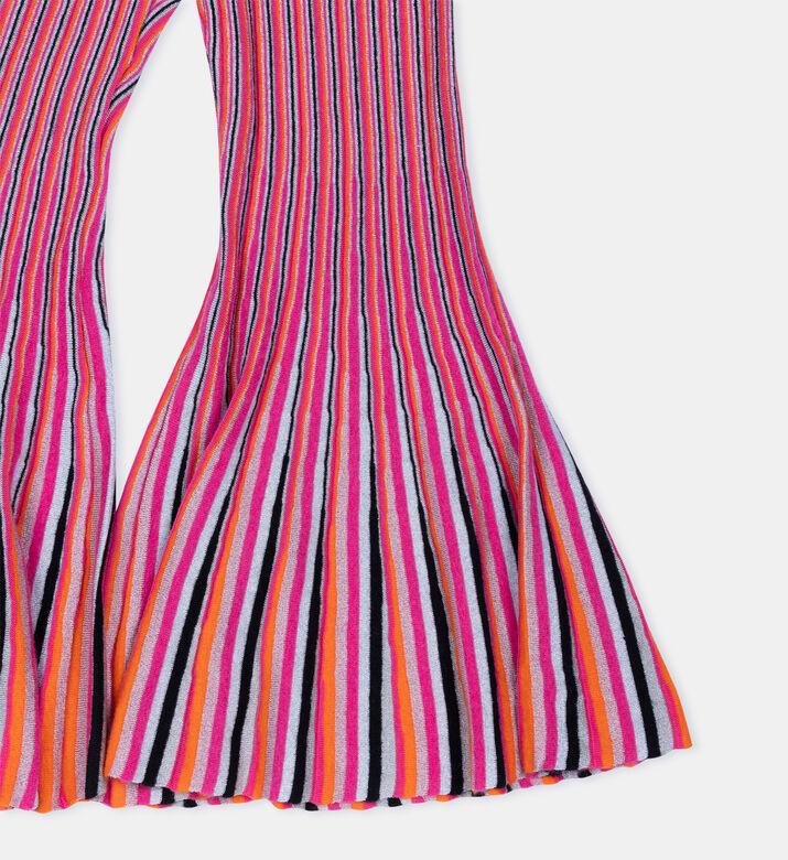 Knit Stripped Flared-cut Pants