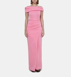 فستان ساتان مكشوف الأكتاف نيوبرين بشكل فراشة