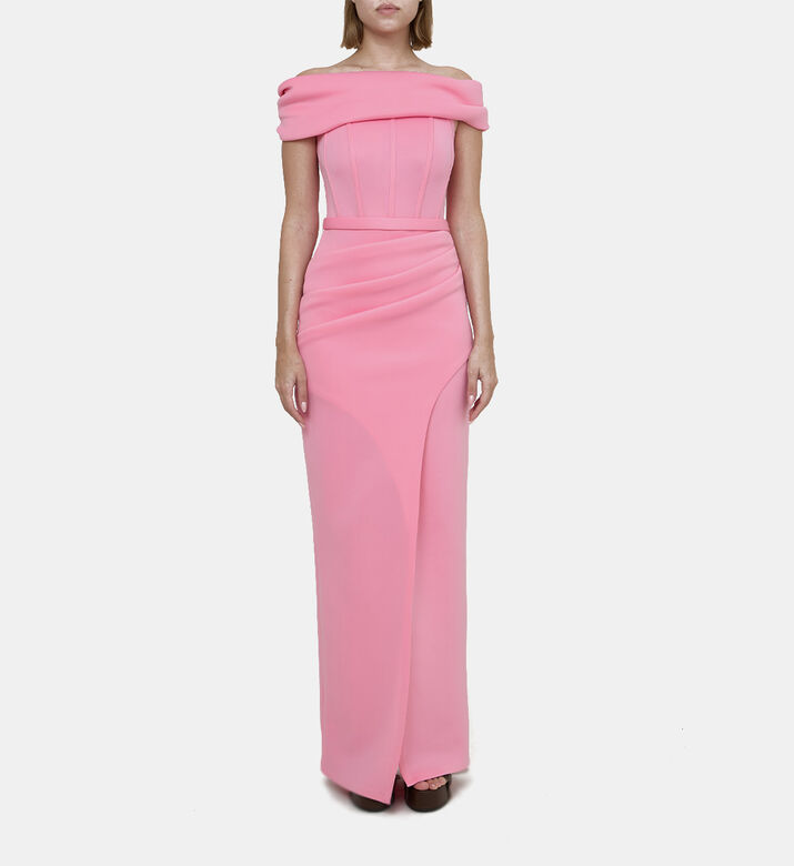 فستان ساتان مكشوف الأكتاف نيوبرين بشكل فراشة