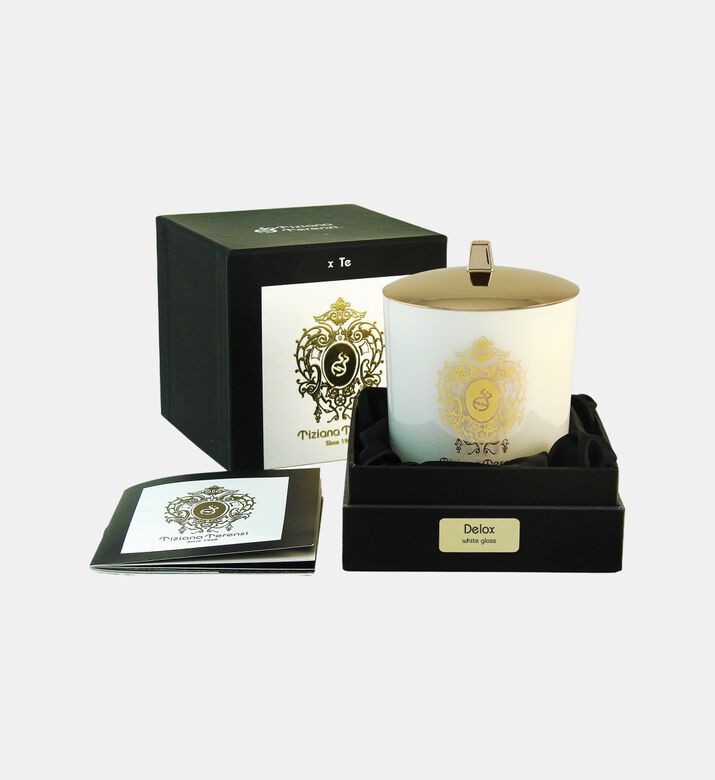 Tiziana Terenzi Delox White Glass Candle, Packshot View