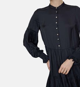 Randy Satin Buttoned Neck Dress