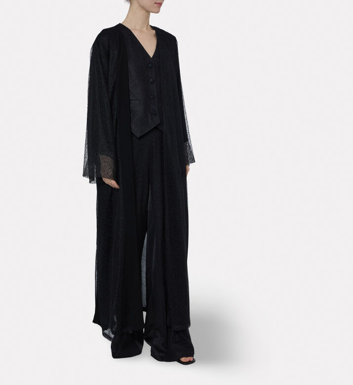 BARG Lace Overlay Matching Scarf A-line Abaya, Model View