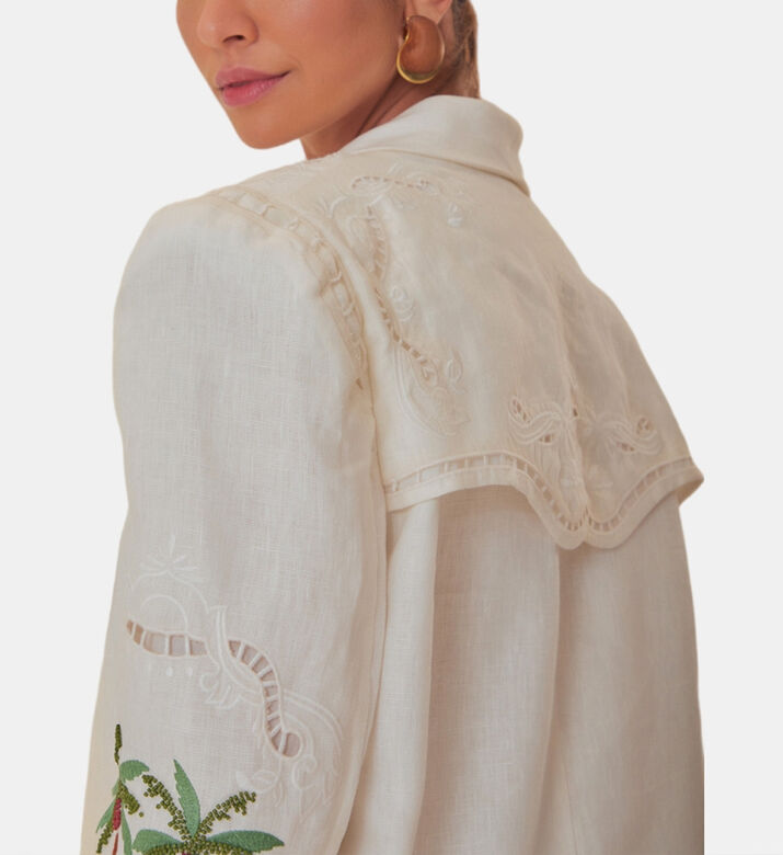 Coconut Tree Macaw Embroidered Richelieu Blazer