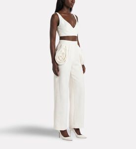 Savanna Galeries Lafayette Linen Draped Trousers, Model View