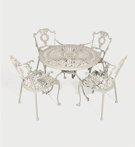 Home Deco and More Bistro Dining Table With 4 Chairs Off White, Packshot View