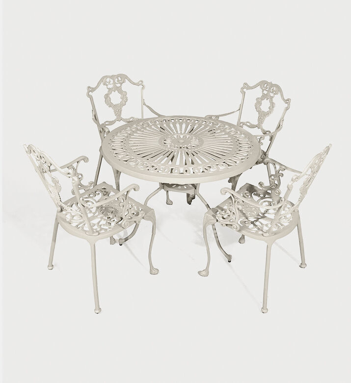 Home Deco and More Bistro Dining Table With 4 Chairs Off White, Packshot View