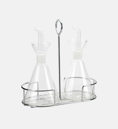 Glass Oil-vinegar Chrome Rack Set