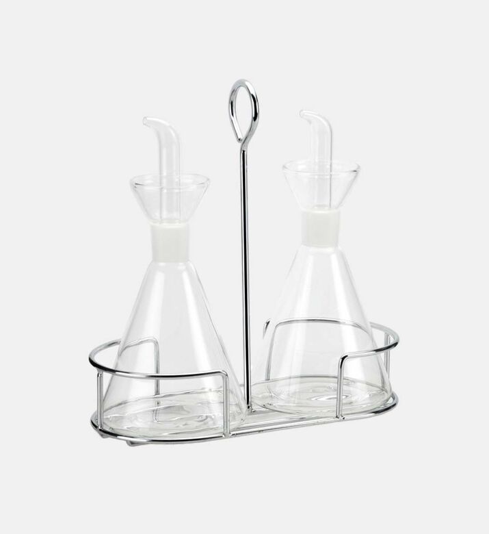 Glass Oil-vinegar Chrome Rack Set