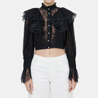 Delpha Ruffle Lace Cropped Top