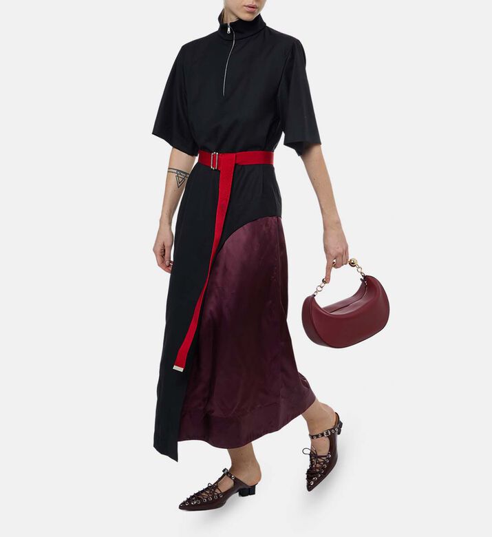 Plan C High Neck Flared Maxi Dress, Model View