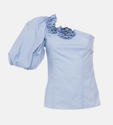 Floral One-shoulder Blouse