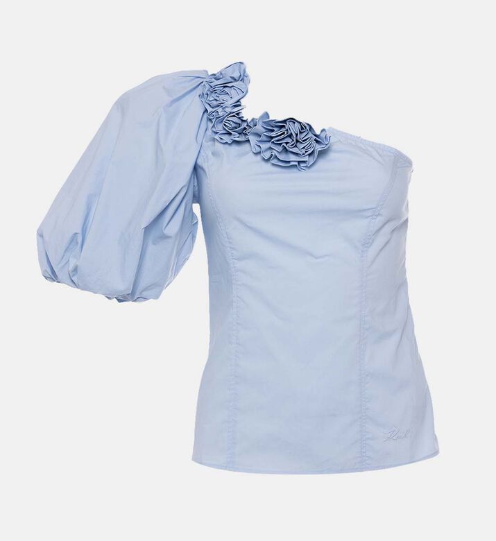 Floral One-shoulder Blouse