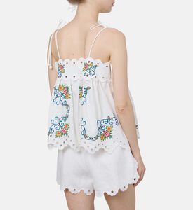 Embroidered Eyelet Tie-shoulder Top