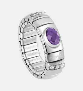 خاتم بأحجار ملونة من فولاذ مقاوم للصدأ