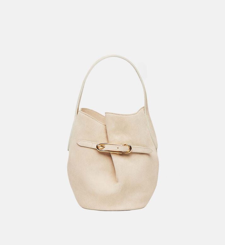 Suede Mini Belted Bucket Bag