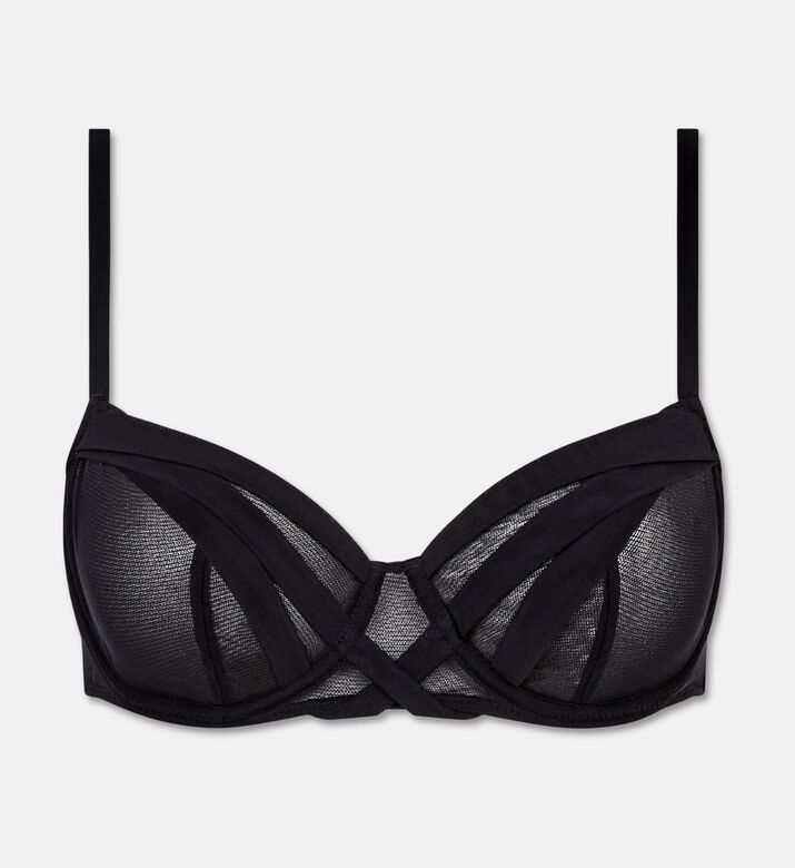 Chantelle Mesh Half-cup Underwire Bra, Black, 95, C, Packshot View