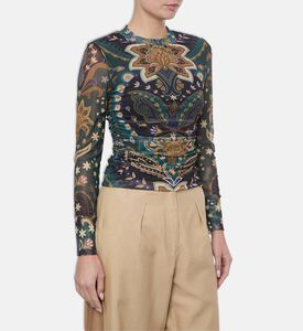 Farm Rio Paisley-print Long-sleeve Top, Model View