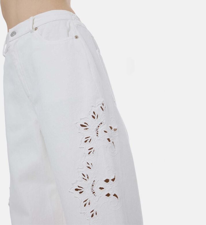 Floral-embroidery Wide-leg Pants Floral-embroidery Wide-leg Pants