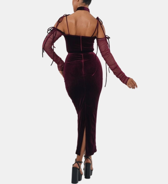 Sheer Mesh Off-shoulder Maxi Dress Sheer Mesh Off-shoulder Maxi Dress