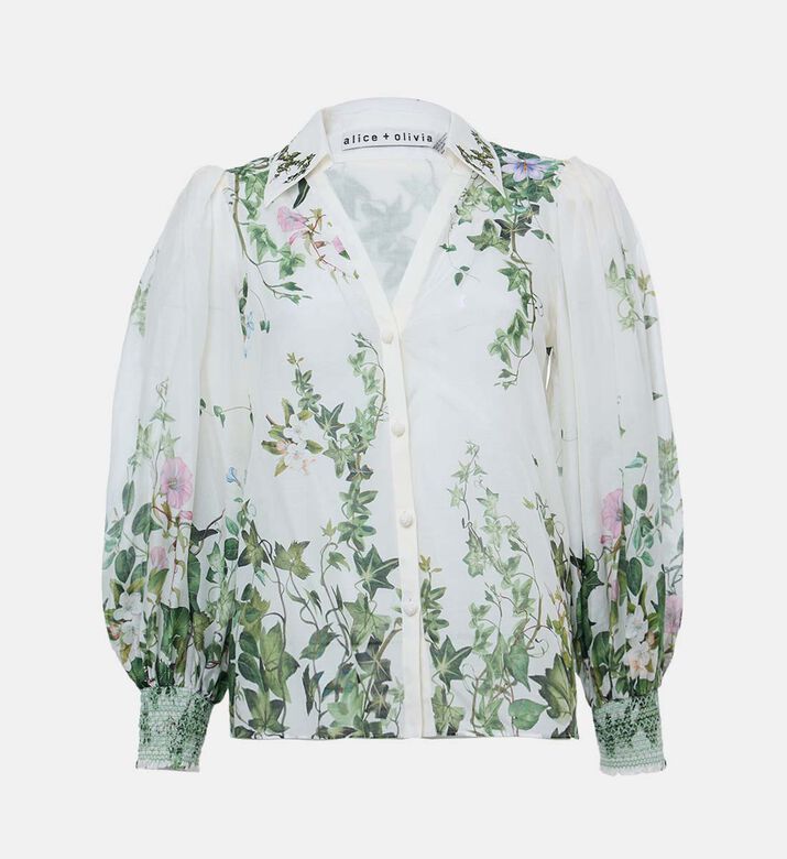 Floral Puff Long-sleeve Blouse