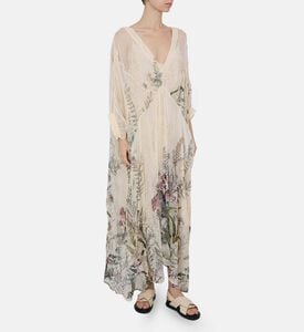 فستان طويل بأكمام واسعة بطبعة أزهار