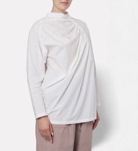 Dawei Asymmetric Button Closure Shirt, White, 36, Model View