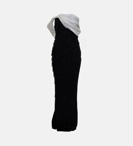 Savanna Pearl-embellished Asymmetrical Neck Bow Dress, Black, Xl, Packshot View