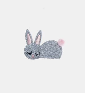 Glittered Silver Rabbit Hair Clip