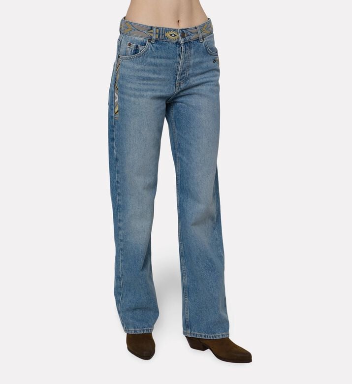 Ba and Sh Embroidered Straight-leg Jeans, Model View
