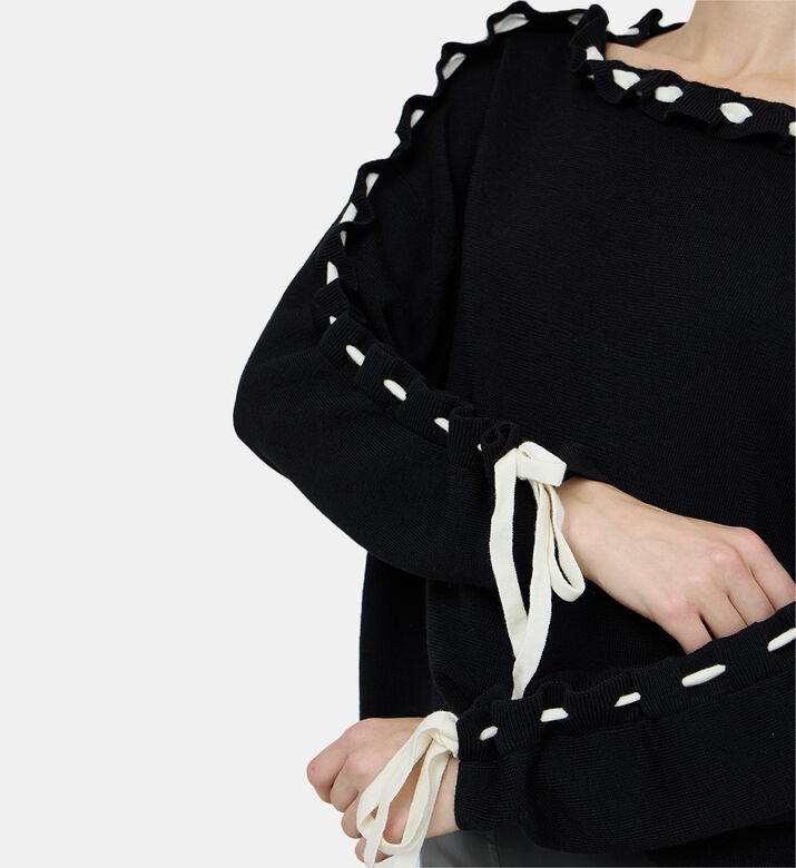 Calandra Ballon Lace-up Sleeve Pullover