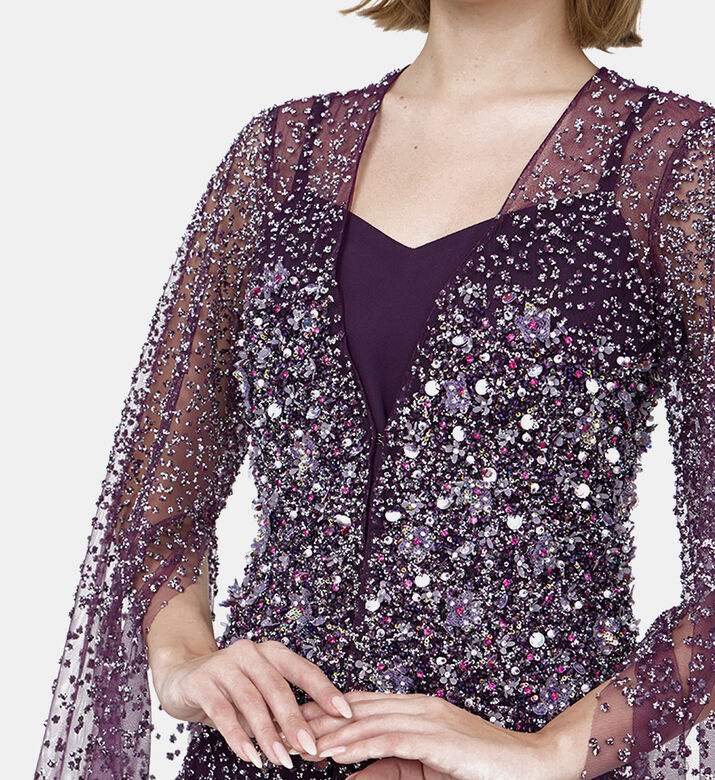 فستان بكاب بدون أكمام مزين بأحجار الراين