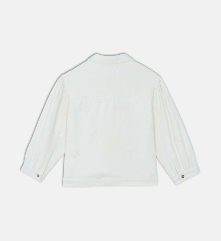 جاكيت مطرز بأزهار بلون موحد جاكيت مطرز بأزهار بلون موحد