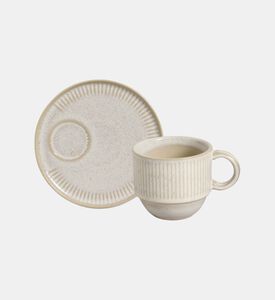 طقم فنجان شاي وصحن لينهاس قابل للتكديس