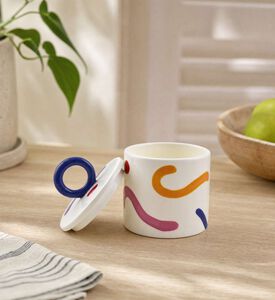Que Rico Ceramic Abstract Pattern Lid Handle Jar, Model View