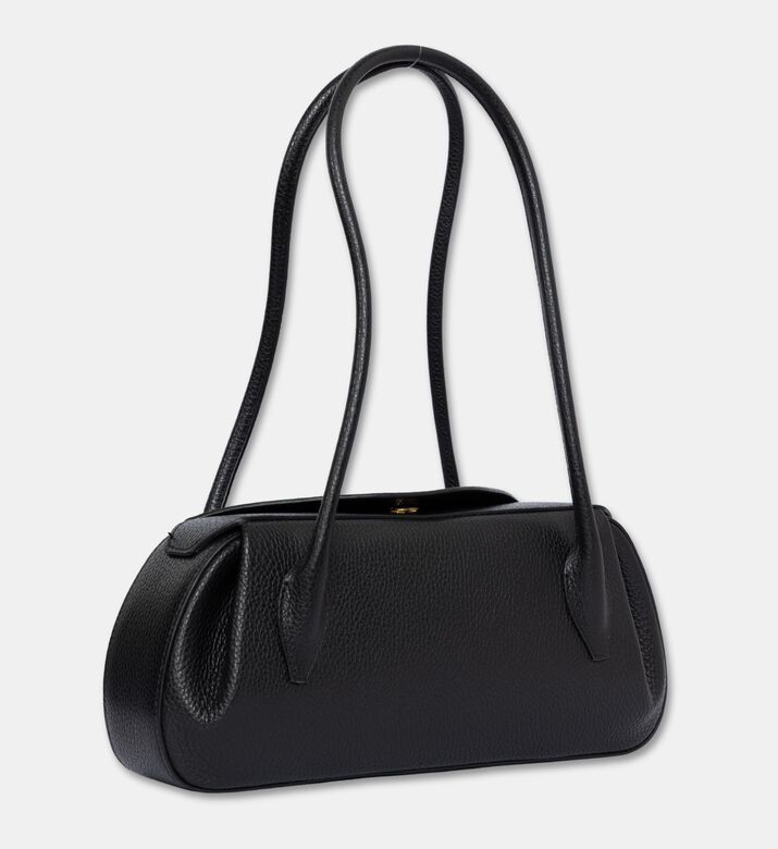 Yuzefi Oyster Leather Shoulder Bag, Black, Packshot View