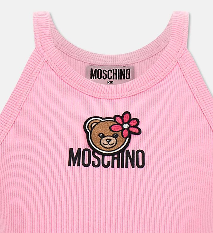 Moschino BKT Appliqu&eacute; Ribbed Tank Top, Pink, 12y, Packshot View
