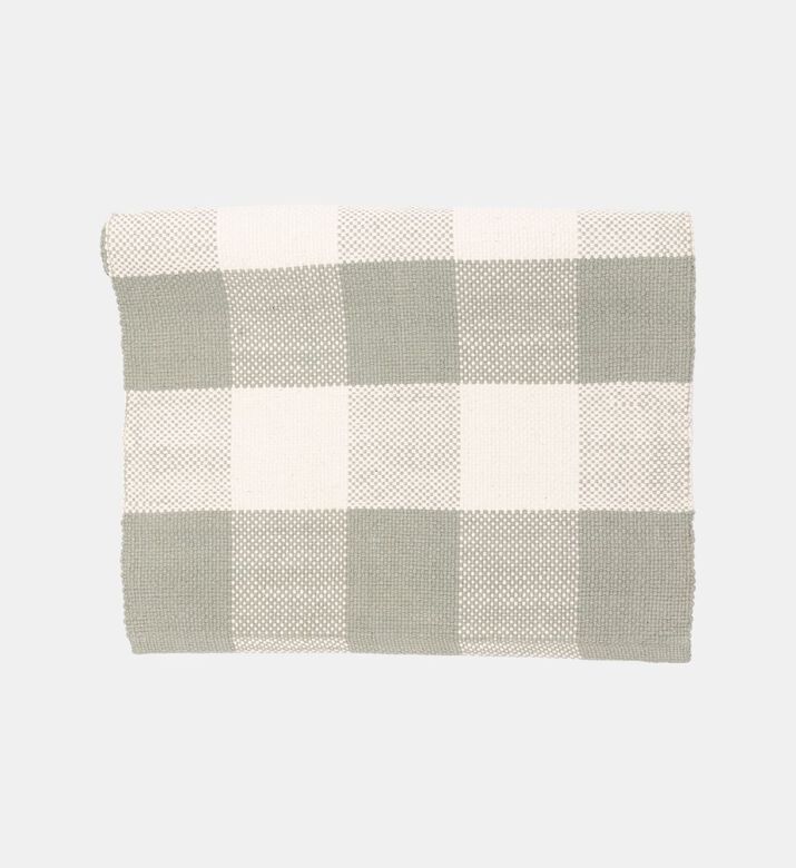 Home Deco and More Bodos Cotton Checked Kitchen Rug, Green, 70x140-cm, Packshot View