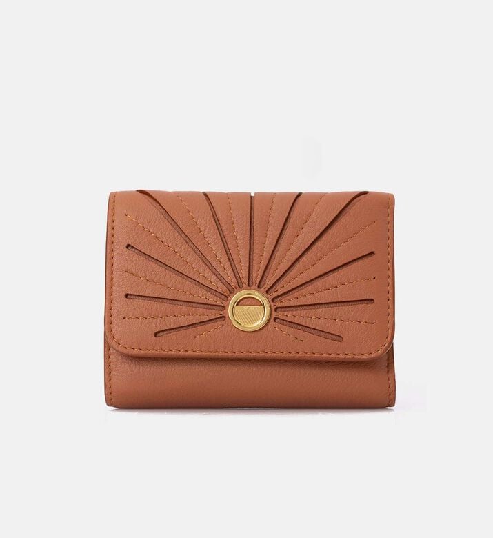 Camille Fournet Signature Pleated Calf Leather Wallet, Brown, Packshot View Camille Fournet Signature Pleated Calf Leather Wallet, Brown, Packshot View