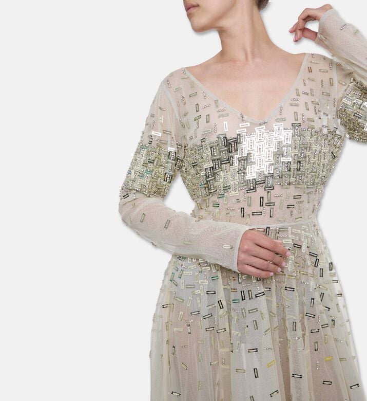 Christophe Guillarme Tonal-embroidery Straight Dress, White, 42, Model View