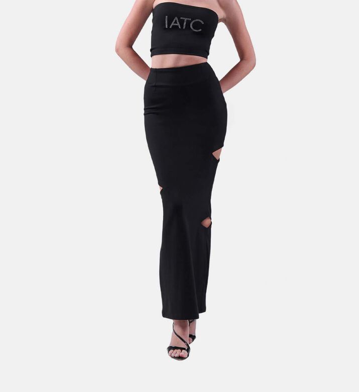 Cut Out Maxi Black Skirt