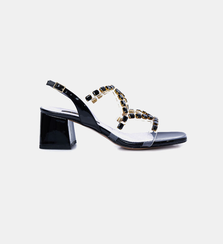 Patent Leather Rhinestone Sandals