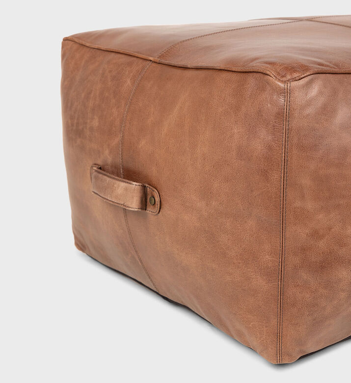 Home Deco and More Savio Leather Rectangular Pouf, Packshot View
