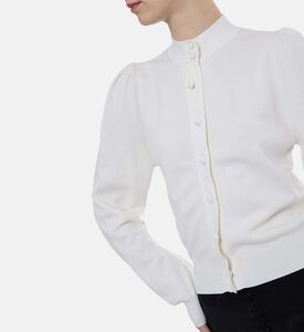 Puff Shoulders Knitted Cardigan