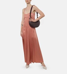 فستان ساتان منسدل مطرز