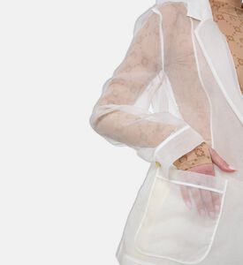 Forte-Forte Silk Organza Blazer-style Jacket, White, S, Model View