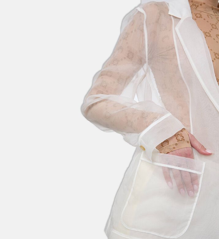 Forte-Forte Silk Organza Blazer-style Jacket, White, S, Model View