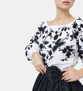 Cotton Floral-embroidery Blouse